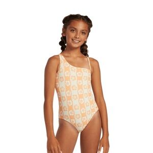 ROXY WAVY FLOWER ONE-PIECE SWIMSUIT - GIRLS' 8